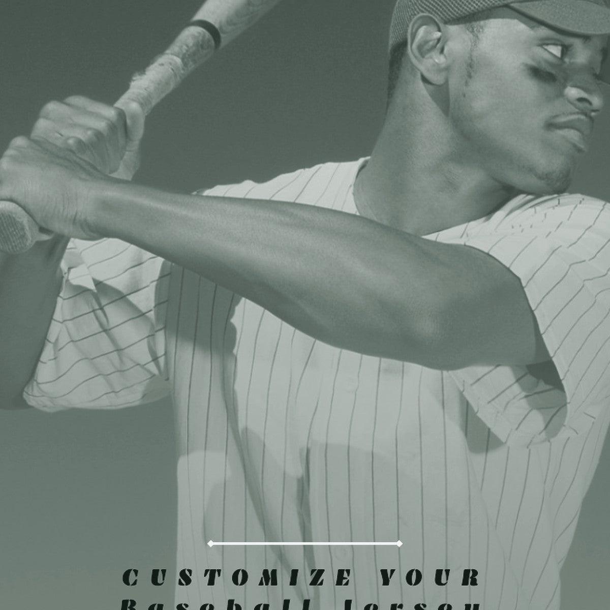 A male model wearing a red baseball cap and a customizable baseball jersey, with the text 'Customize Your Baseball Jersey' printed on the front. ThreaderPros custom baseball jersey.