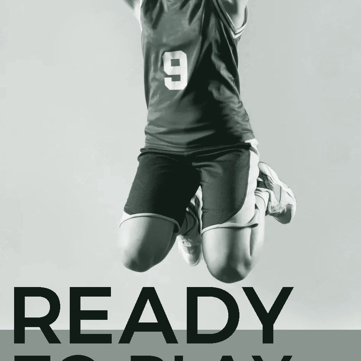 A female model wearing a green basketball uniform and white sneakers, jumping to make a basket. The background is white with the text 'Ready to Play' and a tagline 'Let's design your shorts'. ThreaderPros women's custom basketball shorts.