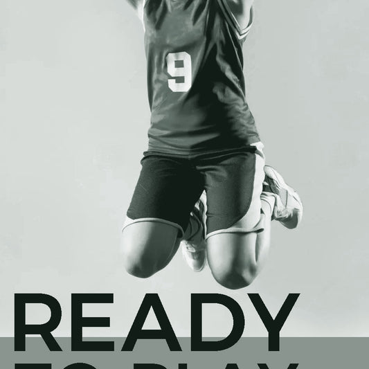 A female model wearing a green basketball uniform and white sneakers, jumping to make a basket. The background is white with the text 'Ready to Play' and a tagline 'Let's design your shorts'. ThreaderPros women's custom basketball shorts.