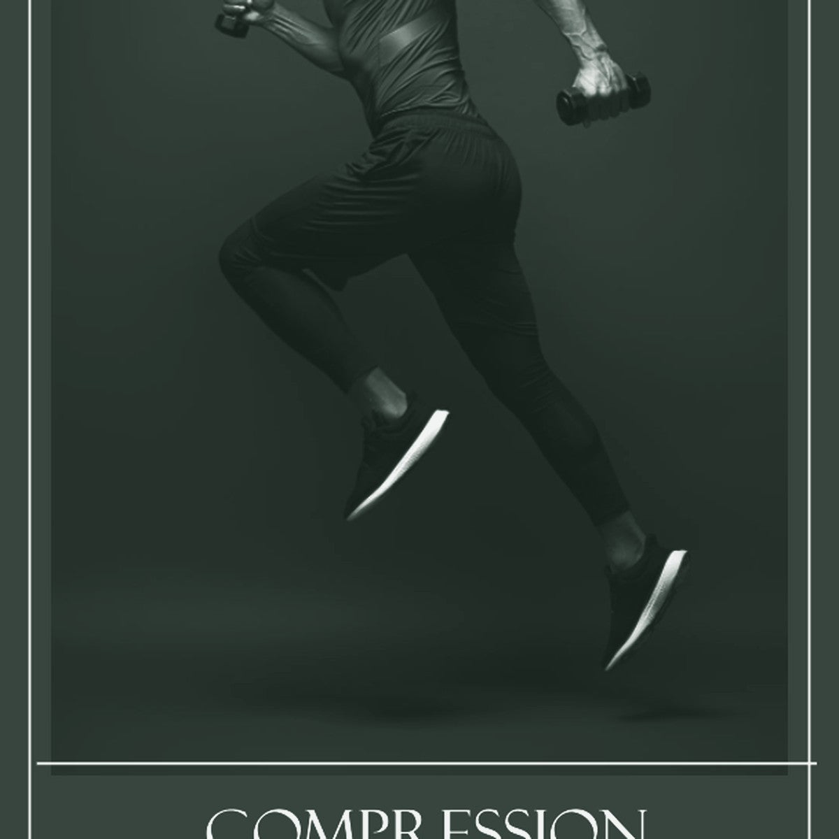 Athlete running with dumbbells in a blue compression top, ThreaderPros custom compression top