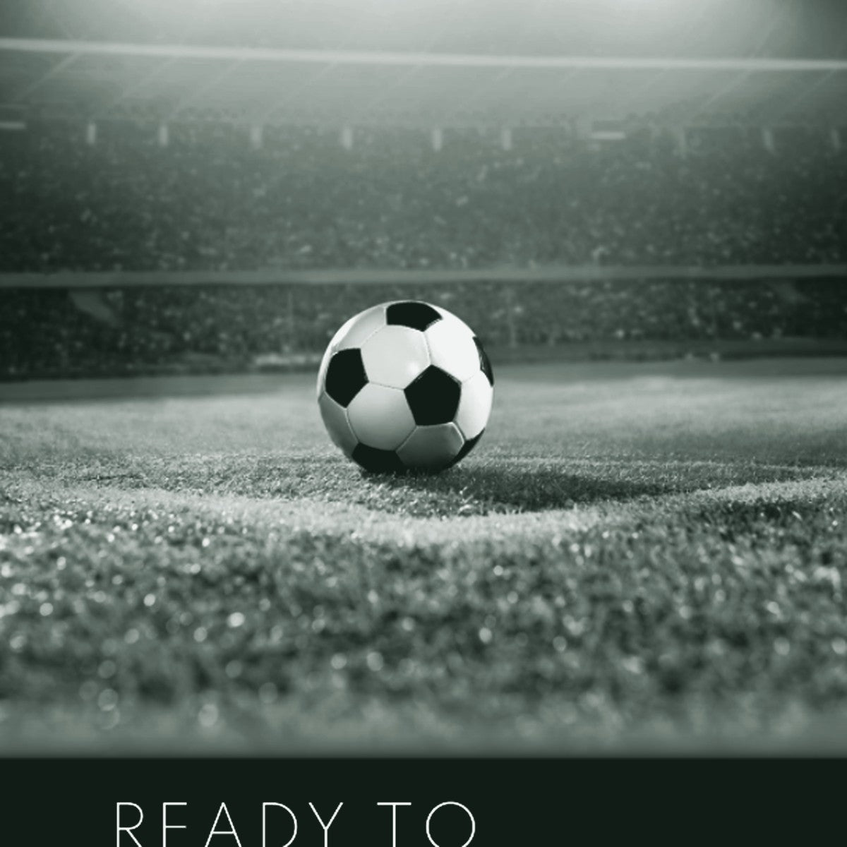 Soccer ball on a floodlit stadium field at night, promoting ThreaderPros custom soccer uniform sets