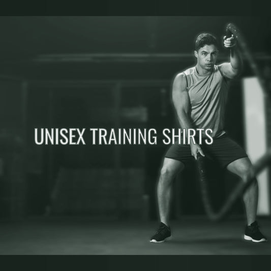 Man doing battle rope exercises in a gray training shirt, ThreaderPros custom training shirt